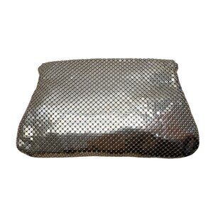 Vintage Gold-Tone Metal Mesh Zippered Pouch Clutch Bag Sz S